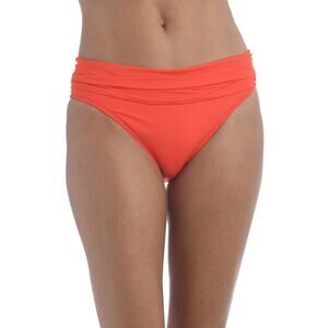 La Blanca NEW Island Goddess Shirred Band Hipster Bottom Hot Coral